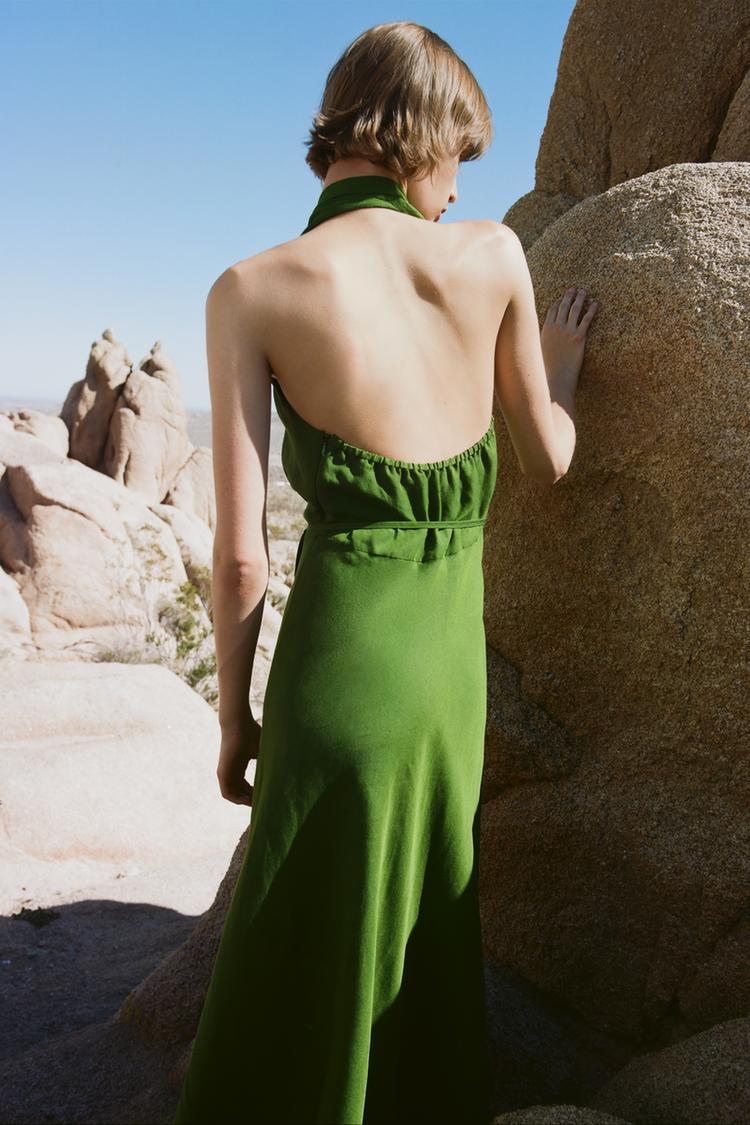 Green surplice dress hotsell